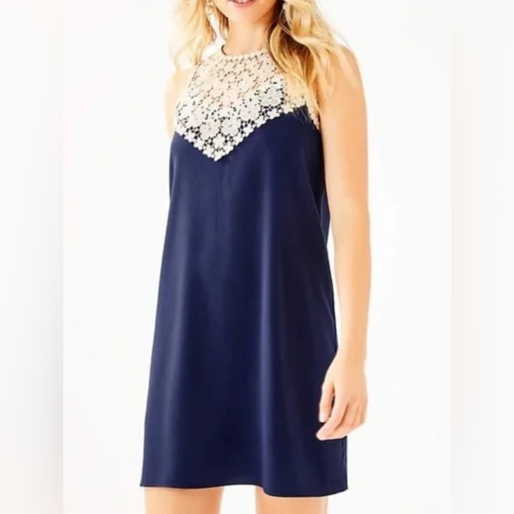 Lace Navy and White Sheath Dress Size S/M